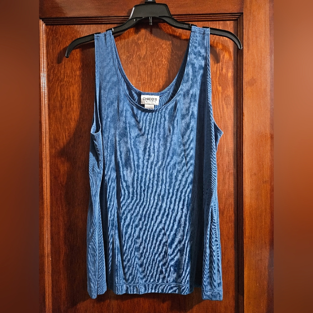 Chico's Travelers Stretchy Blue Camisole Tank Top Size 2 Large